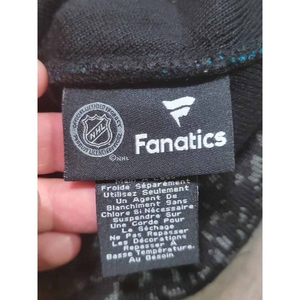 San Jose Sharks Fanatics NHL Teal Black Digital Print Cuffed Pom Beanie Hat